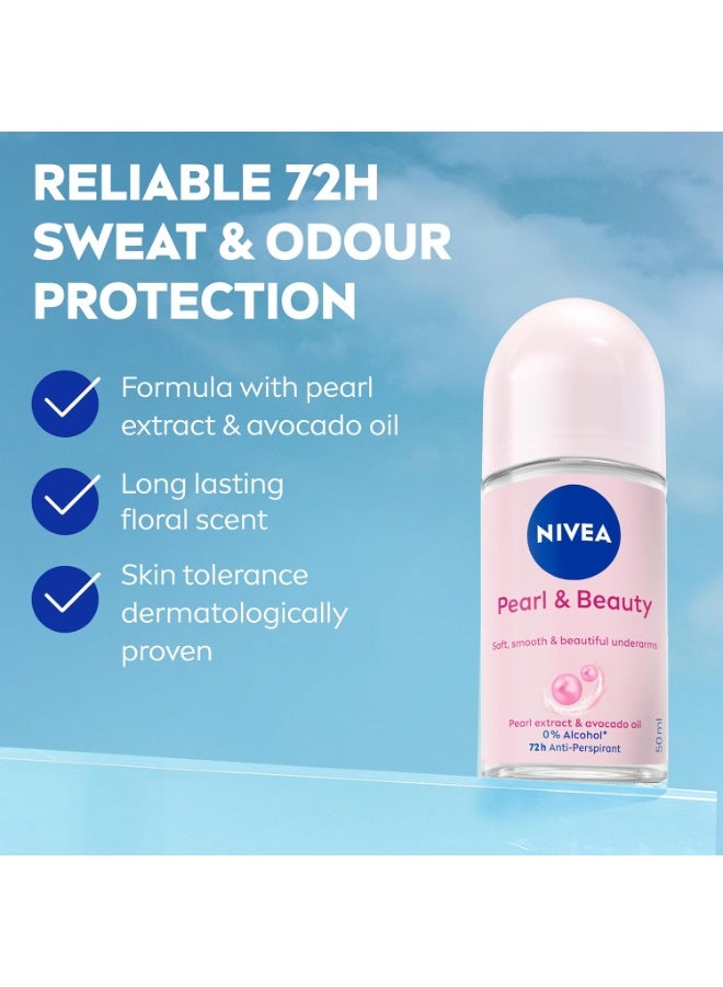 نيفيا مزيل عرق نيفيا للنساء، رول أون، برائحة اللؤلؤ المنعشة والجمال، خلاصة اللؤلؤ - 50 مل، عبوة واحدة - Image 2